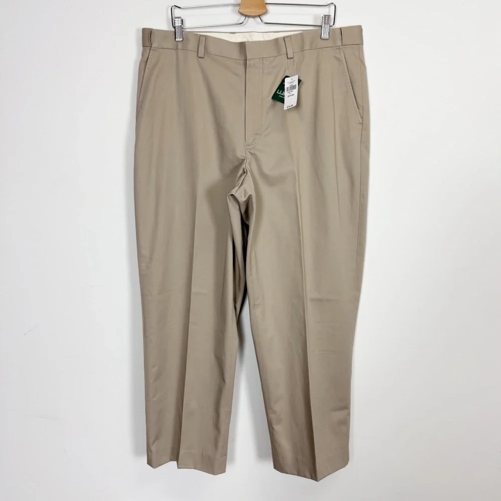 LL Bean Wrinkle Free Dress Chino Pants 38 x 29.5 Beige Khaki 262555 NWT